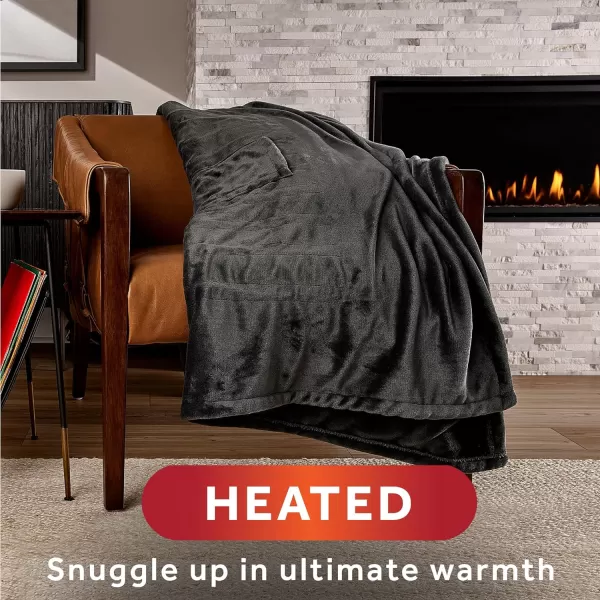 Sunbeam Royal Posh Dove Grey Heated Personal Throw  Blanket CozyWarm Adjustable Heat Settings 11918Night Fog