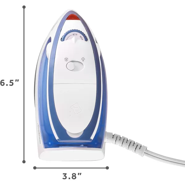 Sunbeam Travel Steam Iron 1080 Watt Dual Voltage 120240 Compact Size Portable NonStick Soleplate Soft Touch Handle Horizontal or Vertical Use Travel Bag White and TealLight Blue