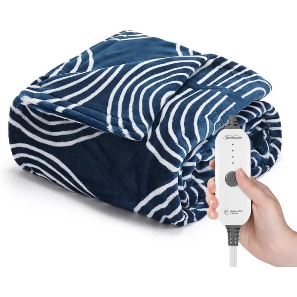 Sunbeam Royal Posh Dove Grey Heated Personal Throw  Blanket CozyWarm Adjustable Heat Settings 11918Blue Rounds