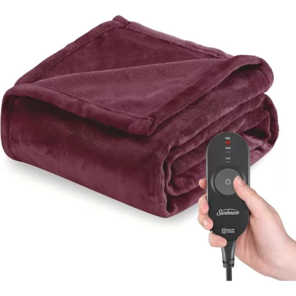 Sunbeam Royal Posh Dove Grey Heated Personal Throw  Blanket CozyWarm Adjustable Heat Settings 11918Garnet