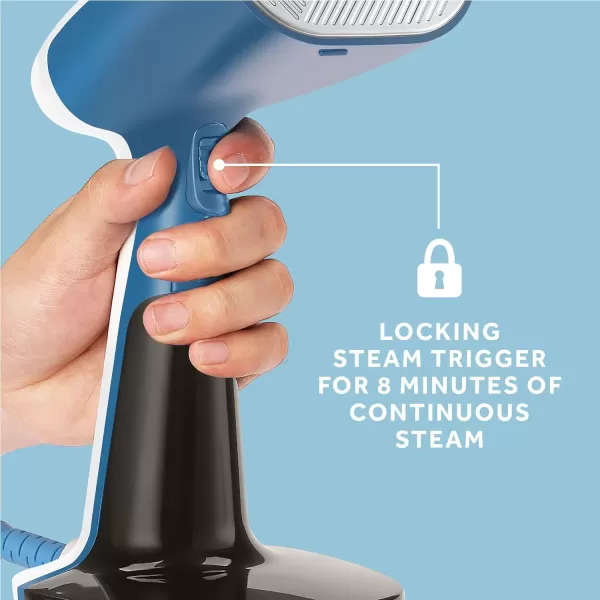 Sunbeam 1600W Turbo Handheld Steamer Dual Steam Settings 8 Minutes of Continuous Steam AntiDrip Nonstick StainlessSteel Faceplate 10 360 swivel cord Bristle Brush Attachment White and BlueSunbeam 1600W Turbo Handheld Steamer Dual Steam Settings 8 Minutes of Continuous Steam AntiDrip Nonstick StainlessSteel Faceplate 10 360 swivel cord Bristle Brush Attachment White and Blue