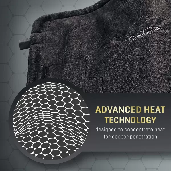 Sunbeam Heating Pad for Back Neck Legs and Shoulder Pain Relief with AdvancedHeat Technology and Auto Shut Off 4 Heat Settings 12 x 15 BlackStandard Size