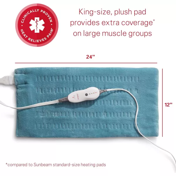 Sunbeam Heating Pad for Back Neck and Shoulder Pain Relief with Auto Shut Off XL 12 x 24 TealSunbeam Heating Pad for Back Neck and Shoulder Pain Relief with Auto Shut Off XL 12 x 24 Teal