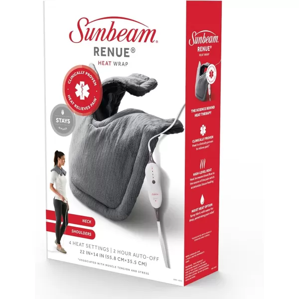 Sunbeam Heating Pad for Neck and Shoulder Pain Relief with Auto Shut Off and Moist Heating Option 22 x 19 Grey14 inches