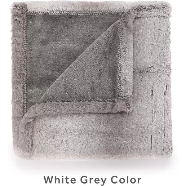 Sunbeam Royal Faux Fur White Grey Heated Personal Throw  Blanket CozyWarm Adjustable Heat SettingsWhite Grey Heated Throw Blanket