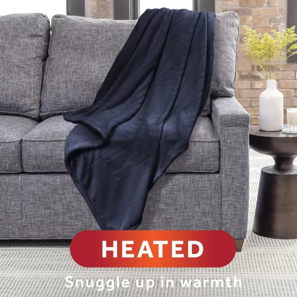 Sunbeam Royal Luxe Cabernet Heated Personal Throw  Blanket CozyWarm Adjustable Heat SettingsThrow Admiral Blue