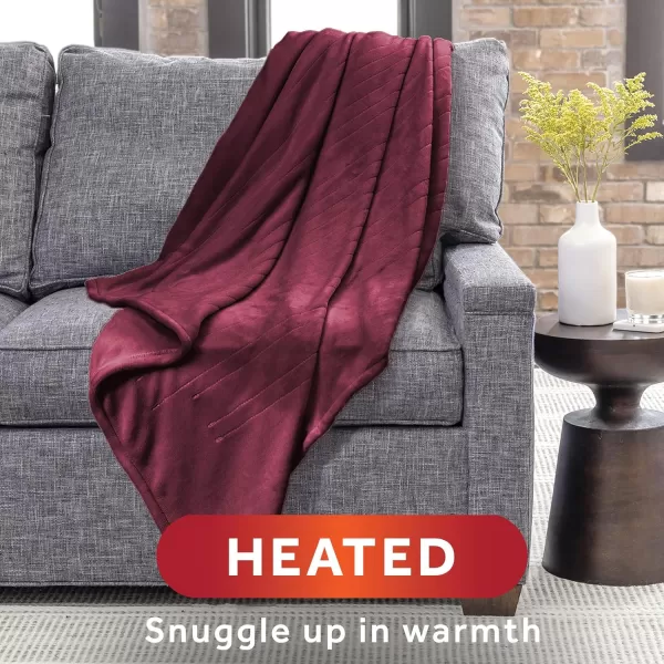 Sunbeam Royal Luxe Cabernet Heated Personal Throw  Blanket CozyWarm Adjustable Heat SettingsThrow Cabernet