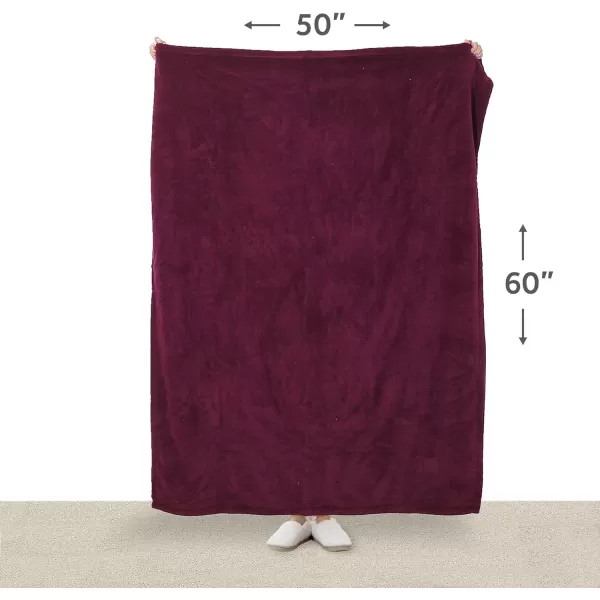 Sunbeam Royal Luxe Cabernet Heated Personal Throw  Blanket CozyWarm Adjustable Heat SettingsThrow Cabernet