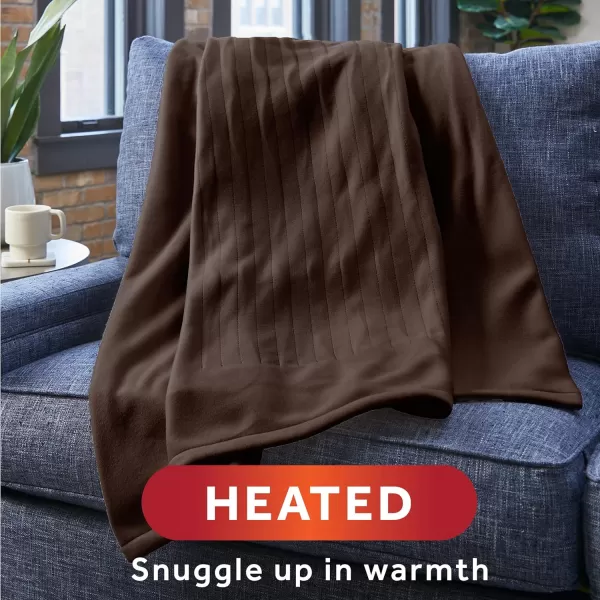 Sunbeam Royal Luxe Cabernet Heated Personal Throw  Blanket CozyWarm Adjustable Heat SettingsThrow Walnut