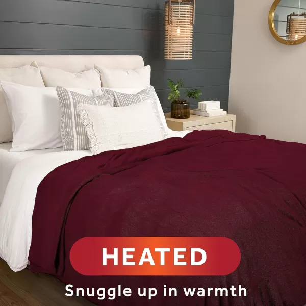 Sunbeam Royal Luxe Mushroom Heated Blanket  TwinKing Cabernet