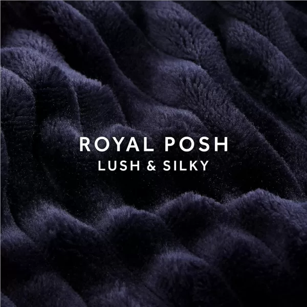 Sunbeam Royal Posh Ribbed Champagne Heated Personal Throw  Blanket CozyWarm Adjustable Heat SettingsAdmiral Blue