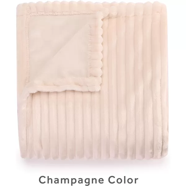 Sunbeam Royal Posh Ribbed Champagne Heated Personal Throw  Blanket CozyWarm Adjustable Heat SettingsChampagne