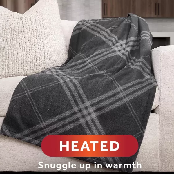 Sunbeam Royal Ultra Rodeen Blue Plaid Heated Personal Throw  Blanket CozyWarm Adjustable Heat SettingsGalway Plaid Grey