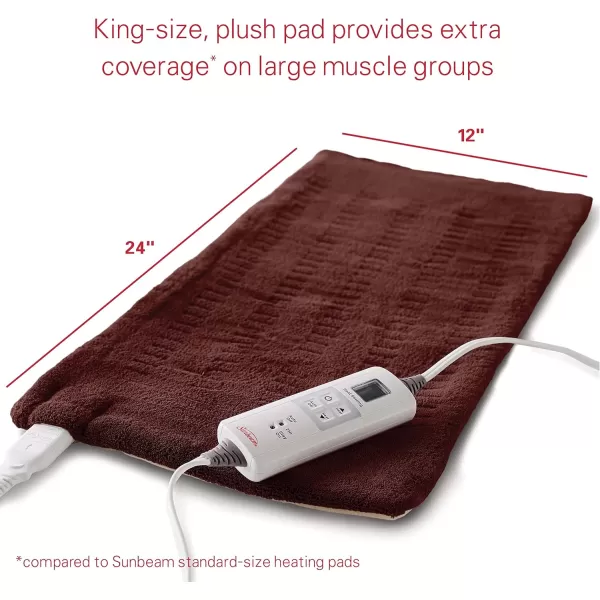 Sunbeam XL Heating Pad for Back Neck and Shoulder Pain Relief with Auto Shut Off and 6 Heat Settings Extra Large 12 x 24 BurgundyBurgundy