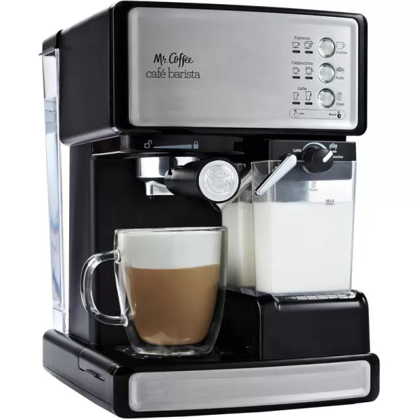 Mr Coffee Espresso and Cappuccino Machine Programmable Coffee Maker with Automatic Milk Frother and 15Bar Pump Stainless SteelSilverMr Coffee Espresso and Cappuccino Machine Programmable Coffee Maker with Automatic Milk Frother and 15Bar Pump Stainless SteelSilver