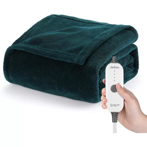 Sunbeam Royal Luxe Cabernet Heated Personal Throw  Blanket CozyWarm Adjustable Heat SettingsThrow Botanical Green