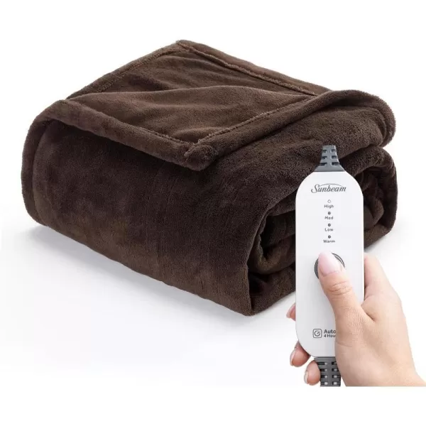 Sunbeam Royal Luxe Cabernet Heated Personal Throw  Blanket CozyWarm Adjustable Heat SettingsThrow Walnut