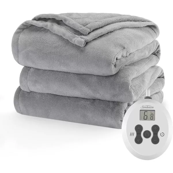 Sunbeam Royal Luxe Mushroom Heated Blanket  TwinFull Dove Grey