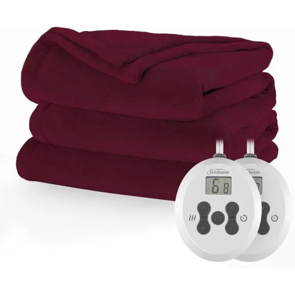 Sunbeam Royal Luxe Mushroom Heated Blanket  TwinQueen Cabernet