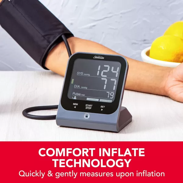 Sunbeam Easy amp Accurate Upper Arm Blood Pressure Monitor at Home Health Comfortable amp Adjustable Cuff Large Simple to Read Backlit Display Batteries IncludedDeluxe