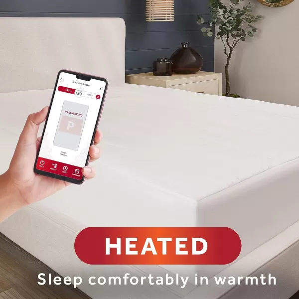 Sunbeam Polyester WiFi Connected Mattress Pad Electric Blanket 10 Heat Settings Queen SizeFull