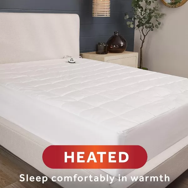 Sunbeam Premium Restful Quilted Electric Heated Mattress Pad Queen Size 60 x 80 12 Heat Settings 12Hour Selectable Auto ShutOff Fast Heating Warming Bed Machine Washable ExtraSoft CozyWhite Full