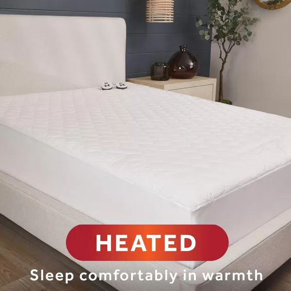 Sunbeam Premium Water Resistant Restful Quilted Electric Heated Mattress Pad Queen Size 60 x 80 12 Heat Settings 12Hour Selectable Auto ShutOff Fast Heating Cozy Warming Bed Machine Washable  WhiteWhite Queen