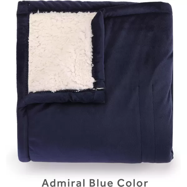 Sunbeam Royal Mink Sherpa Night Fog Heated Personal Throw  Blanket CozyWarm Adjustable Heat SettingsThrow Admiral Blue