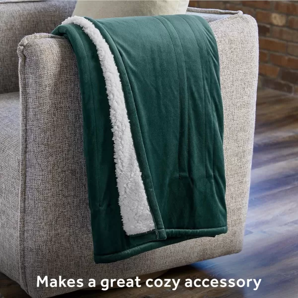 Sunbeam Royal Mink Sherpa Night Fog Heated Personal Throw  Blanket CozyWarm Adjustable Heat SettingsThrow Botanical Green