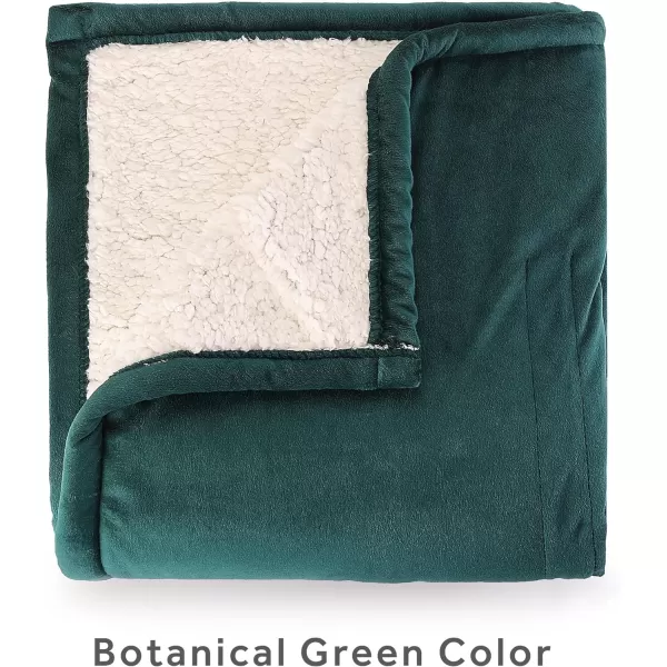 Sunbeam Royal Mink Sherpa Night Fog Heated Personal Throw  Blanket CozyWarm Adjustable Heat SettingsThrow Botanical Green