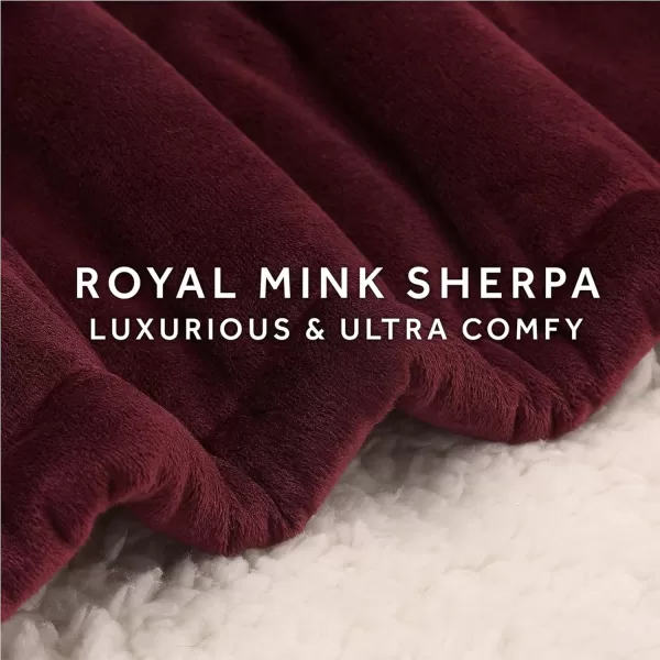 Sunbeam Royal Mink Sherpa Night Fog Heated Personal Throw  Blanket CozyWarm Adjustable Heat SettingsThrow Cabernet