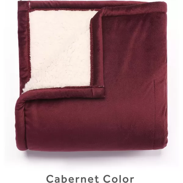 Sunbeam Royal Mink Sherpa Night Fog Heated Personal Throw  Blanket CozyWarm Adjustable Heat SettingsThrow Cabernet