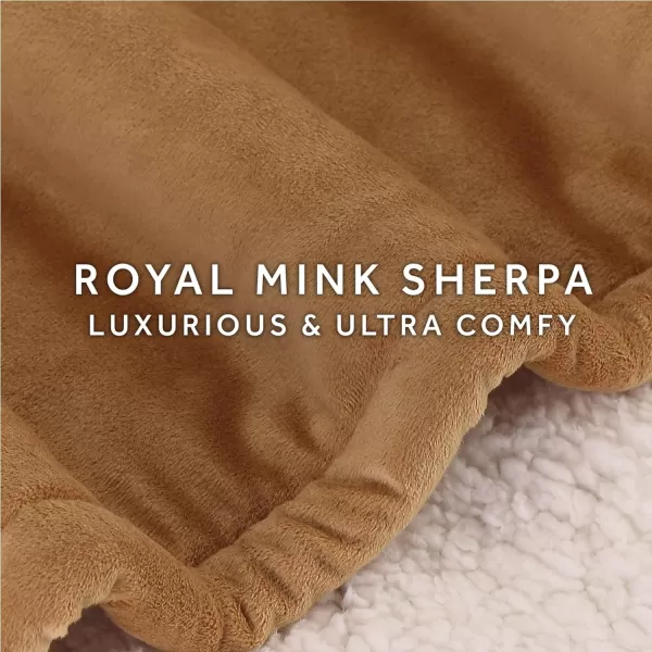 Sunbeam Royal Mink Sherpa Night Fog Heated Personal Throw  Blanket CozyWarm Adjustable Heat SettingsThrow Honey