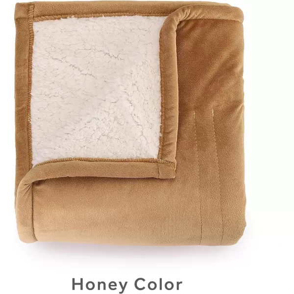 Sunbeam Royal Mink Sherpa Night Fog Heated Personal Throw  Blanket CozyWarm Adjustable Heat SettingsThrow Honey