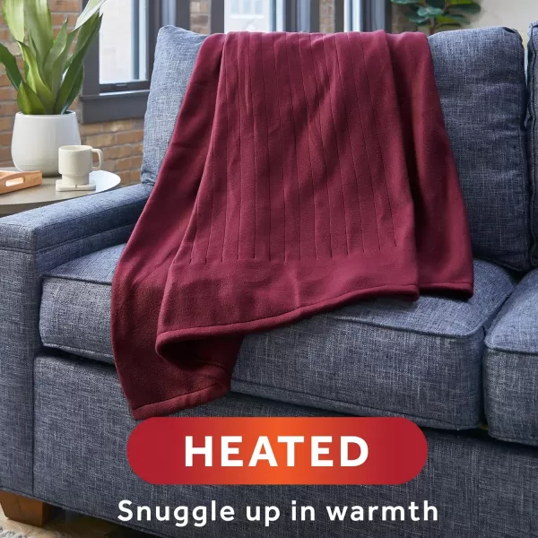 Sunbeam Royal Ultra Cabernet Heated Personal Throw  Blanket CozyWarm Adjustable Heat SettingsThrow Cabernet