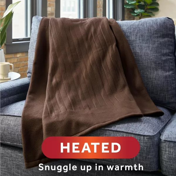 Sunbeam Royal Ultra Cabernet Heated Personal Throw  Blanket CozyWarm Adjustable Heat SettingsThrow Walnut