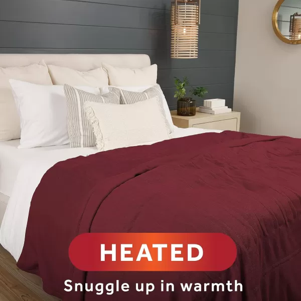 Sunbeam Royal Ultra Fleece Heated Electric Blanket Full Size 84 x 72 12 Heat Settings 12Hour Selectable Auto ShutOff Fast Heating Machine Washable Warm and Cozy MushroomCabernet Full