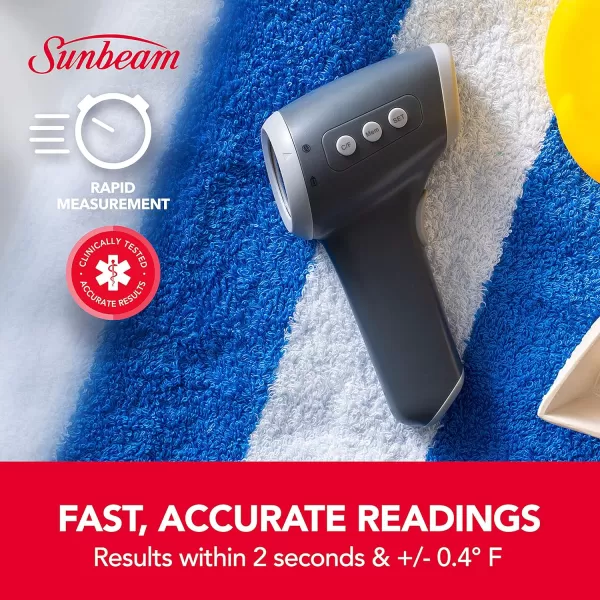 Sunbeam Touchless Digital Infrared Forehead Thermometer Body and Object Modes Instant and Accurate for Adults and Kids Audio Fever Warning Recalls Last 10 ReadingsBody  Object