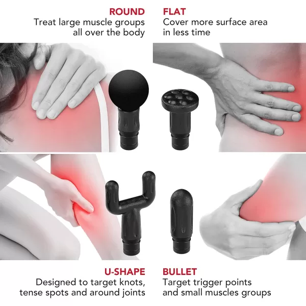 Sunbeam Ultra Percussive Massage Device Powerful Handheld Deep Tissue Massage Gun Body Neck Back Pain Relief Muscle Massager 4 Attachment Heads 6 Speeds Digital Touchscreen 6 Hour BatteryUltra