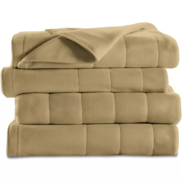 Sunbeam Heated Blanket  10 Heat Settings Quilted Fleece Seashell Beige Twin  BSF9GTSR75713A00Acorn Full Heated Blanket