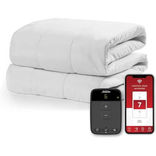 Sunbeam Polyester WiFi Connected Mattress Pad Electric Blanket 10 Heat Settings Queen SizeTwin