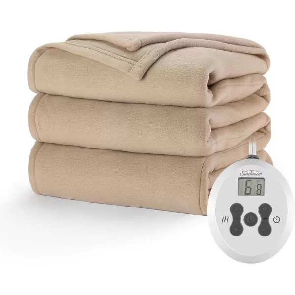 Sunbeam Royal Ultra Fleece Heated Electric Blanket Full Size 84 x 72 12 Heat Settings 12Hour Selectable Auto ShutOff Fast Heating Machine Washable Warm and Cozy MushroomMushroom Twin