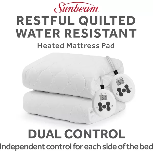 imageSunbeam King Size Electric Heated Mattress Pad 12 Heat Settings 12hr Auto ShutOff Fast Heating Machine WashableQueen