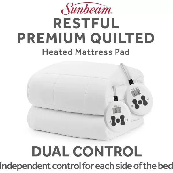 imageSunbeam Queen Electric Heated Mattress Pad 60quotx80quot 12 Heat Settings 12hr Auto ShutOff Fast Heating Machine Washable  WhiteSquare Quilted