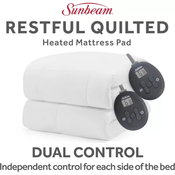 imageSunbeam Queen Electric Heated Mattress Pad 60quotx80quot 12 Heat Settings 12hr Auto ShutOff Fast Heating Machine Washable  WhiteUpgraded Restful Quilted