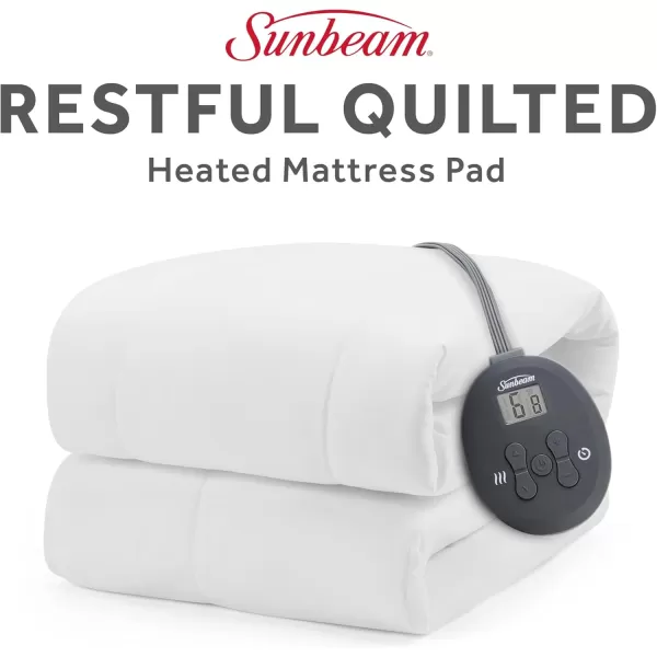 imageSunbeam Queen Electric Heated Mattress Pad 60quotx80quot 12 Heat Settings 12hr Auto ShutOff Fast Heating Machine Washable  WhiteUpgraded Restful Quilted