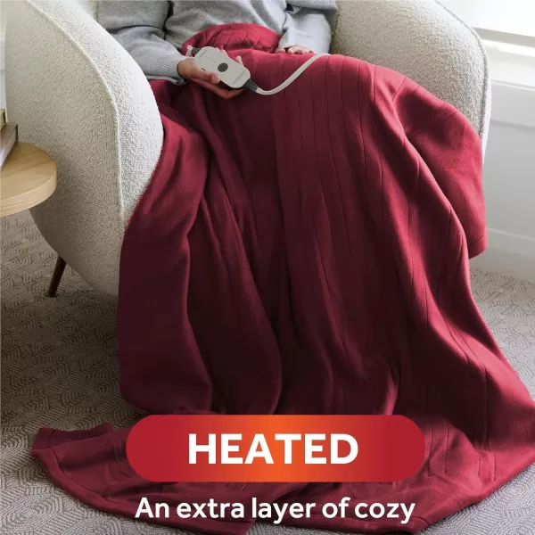 imageSunbeam Royal Ultra Fleece Heated Throw Electric Blanket 50quot x 60quot 4 Heat Settings 4Hour Auto ShutOff Warming Throw for Couch or Bed Fast Heating Machine Washable Warm and Cozy Night FogCabernet