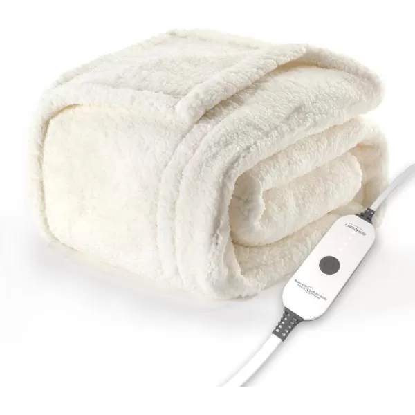 imageSunbeam Royal Sherpa Foot Pocket Heated Throw Electric Blanket 50quot x 60quot 4 Heat Settings 4Hour Auto ShutOff Warming Throw for Couch or Bed Fast Heating Machine Washable GreyNatural