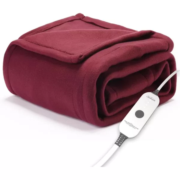 imageSunbeam Royal Ultra Fleece Heated Throw Electric Blanket 50quot x 60quot 4 Heat Settings 4Hour Auto ShutOff Warming Throw for Couch or Bed Fast Heating Machine Washable Warm and Cozy Night FogCabernet