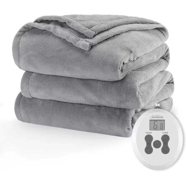 imageSunbeam Royal Luxe Mushroom Heated Blanket  TwinLight Marble Grey